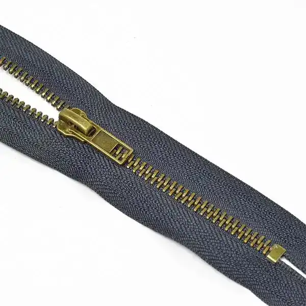 Молния MaxZipper джинсовая №5, 18см н/р цв.синий/антик