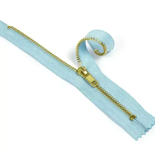 Молния MaxZipper джинсовая №5, 18см н/р цв.голубой/золото