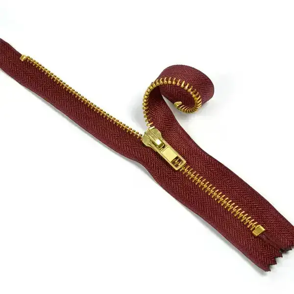 Молния MaxZipper джинсовая №5, 18см н/р цв.бордо/золото