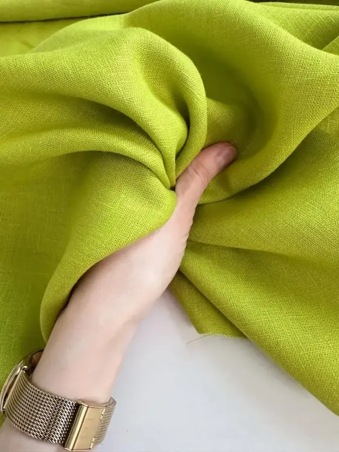 Лен костюмный умягченный Яблочный фреш